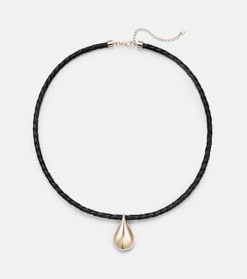 Collier Water Droplet en or 14 ct et cuir | Mateo