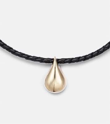 Collier Water Droplet en or 14 ct et cuir | Mateo