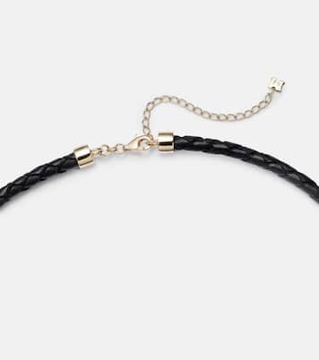 Collier Water Droplet en or 14 ct et cuir | Mateo