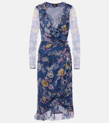 Robe portefeuille en soie à fleurs | Etro