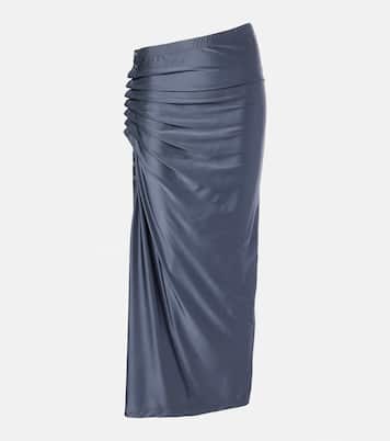 Falda midi fruncida de jersey | Rabanne