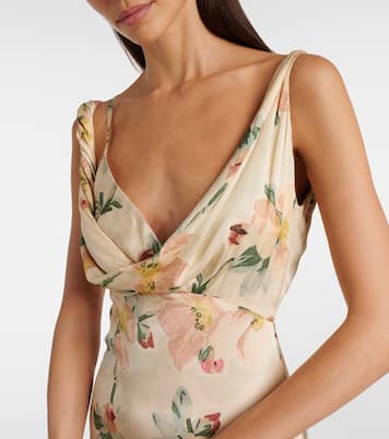 Vestido largo drapeado floral | Toteme