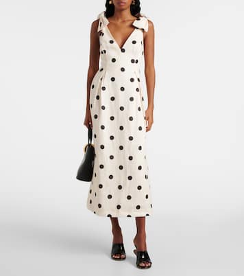 Abito midi in lino a pois con fiocco | Zimmermann