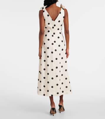 Abito midi in lino a pois con fiocco | Zimmermann