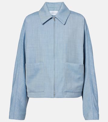 Blouson raccourci en laine, soie et lin | Ferragamo