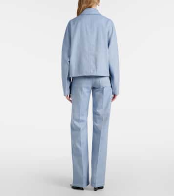 Blouson raccourci en laine, soie et lin | Ferragamo