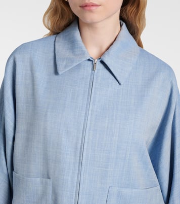 Blouson raccourci en laine, soie et lin | Ferragamo