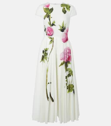 Floral cotton-blend poplin midi dress | Oscar de la Renta