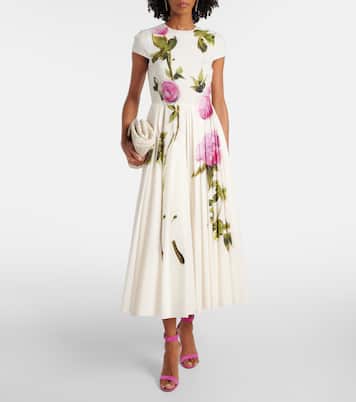 Floral cotton-blend poplin midi dress | Oscar de la Renta