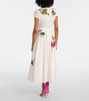 Floral cotton-blend poplin midi dress | Oscar de la Renta