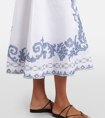 Abito midi Hazel in lino con ricamo | Alémais