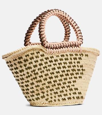 Sage Medium embellished raffia tote bag | Alémais