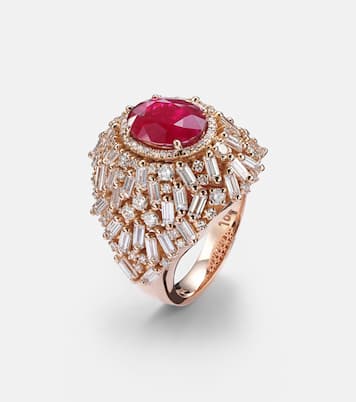 Dome 18kt rose gold ring with ruby and diamonds | Suzanne Kalan