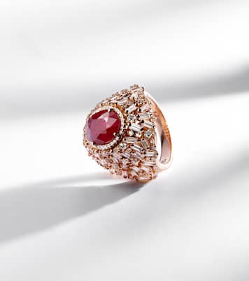 Dome 18kt rose gold ring with ruby and diamonds | Suzanne Kalan