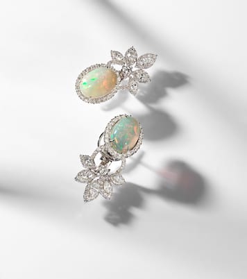 Ohrringe Reign Supreme aus 18kt Weißgold mit Diamanten und Opal | Yeprem