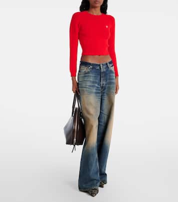 Cropped ribbed-knit cotton-blend sweater | Acne Studios
