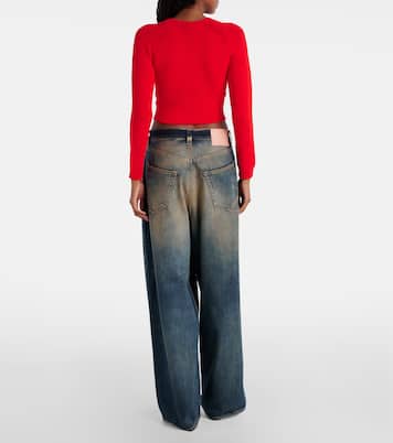 Cropped ribbed-knit cotton-blend sweater | Acne Studios