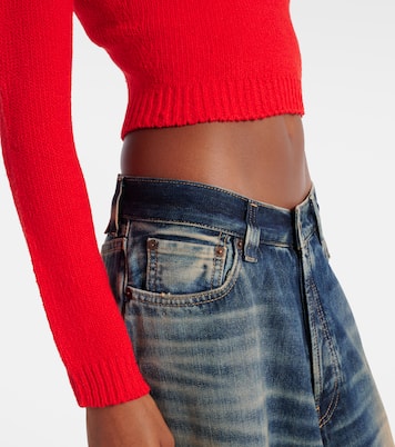 Cropped ribbed-knit cotton-blend sweater | Acne Studios