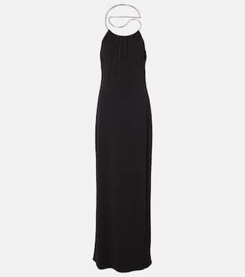 Logo Necklace embellished halterneck gown | Coperni