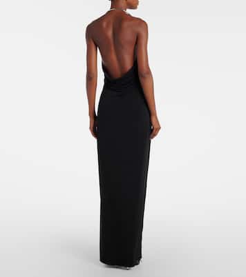 Logo Necklace embellished halterneck gown | Coperni