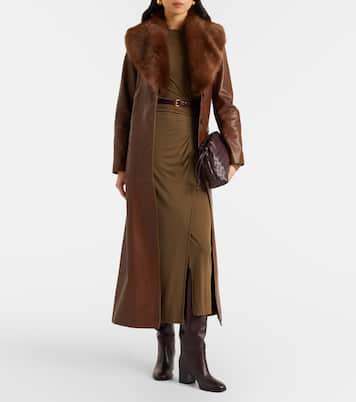Dakota shearling-trimmed leather coat | Nour Hammour