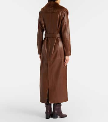 Dakota shearling-trimmed leather coat | Nour Hammour