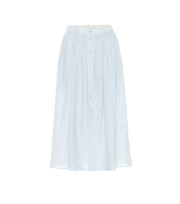 Falda midi Olivo de algodón con diseño gingham | Brock Collection
