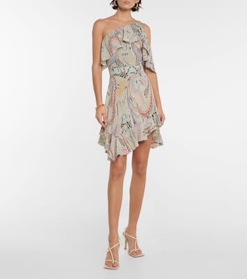 Printed one-shoulder silk minidress | Etro