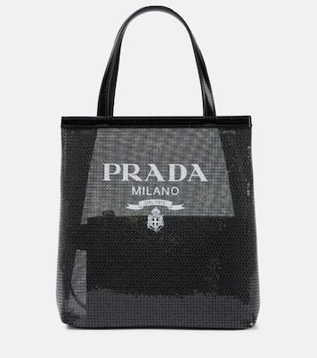 Shopper Small in rete con paillettes | Prada