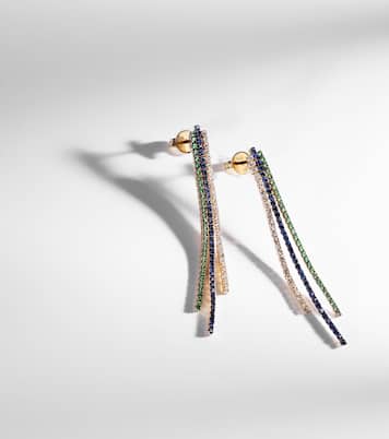 Triple Thread Drop 18kt gold earrings with diamonds | Shay Jewelry
