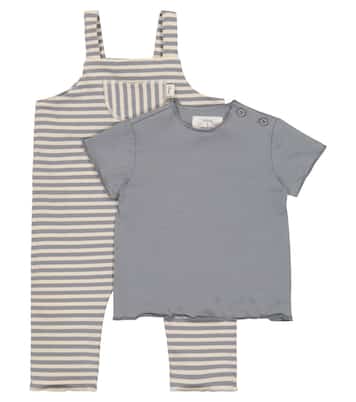 Baby cotton T-shirt and overalls set | Il Gufo