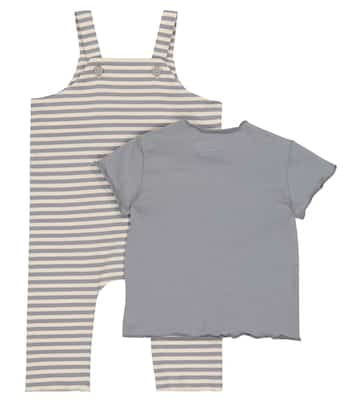 Baby cotton T-shirt and overalls set | Il Gufo
