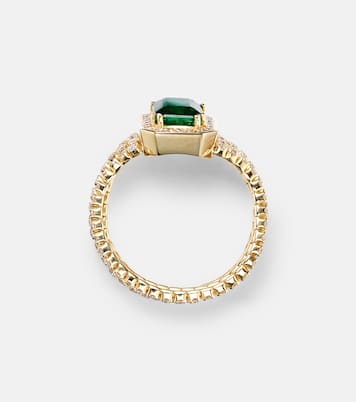 Bague 5 Thread Illusion en or 18 ct, diamants et émeraude | Shay Jewelry