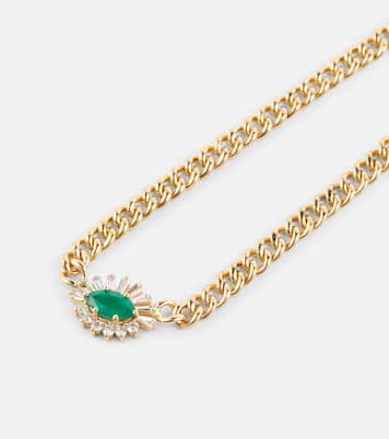 عقد من الذهب 18 قيراط مع زمرد وألماس | Shay Jewelry