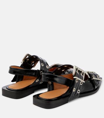 Faux leather slingback flats | Ganni