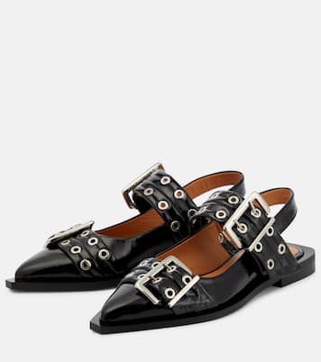 Faux leather slingback flats | Ganni