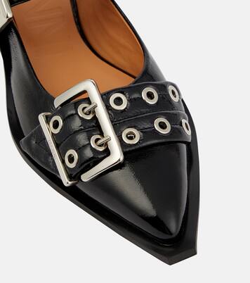 Faux leather slingback flats | Ganni