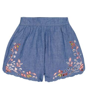 Shorts de algodón con bordado inglés | Chloé Kids