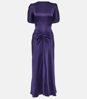 Gathered satin midi dress | Victoria Beckham