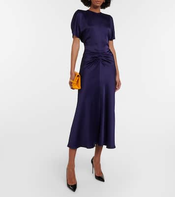 Gathered satin midi dress | Victoria Beckham