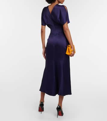 Gathered satin midi dress | Victoria Beckham
