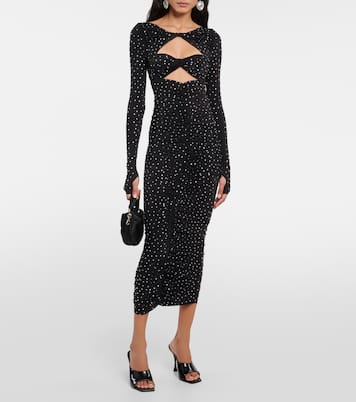 Crystal-embellished cutout jersey midi dress | Alex Perry
