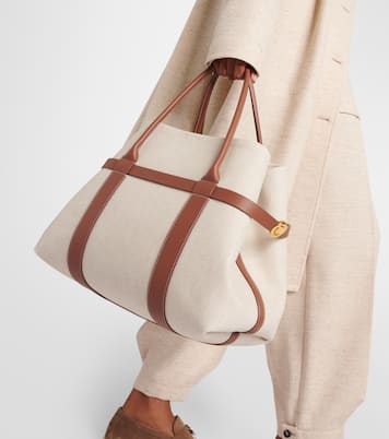 Shopper Ghiera Large in canvas e pelle | Loro Piana