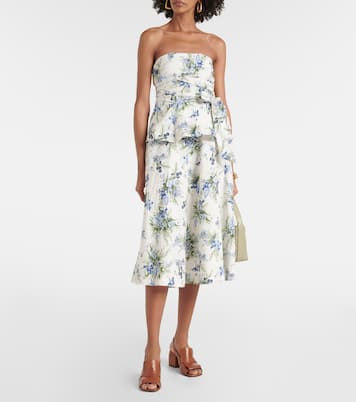 Strapless belted cotton top | Veronica Beard