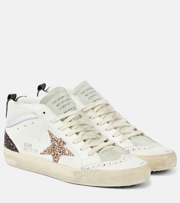 Baskets Mid Star en cuir à paillettes | Golden Goose
