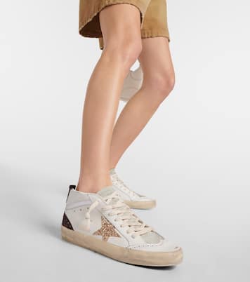 Baskets Mid Star en cuir à paillettes | Golden Goose