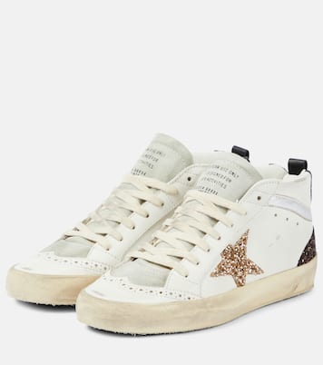 Baskets Mid Star en cuir à paillettes | Golden Goose