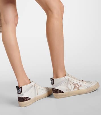 Baskets Mid Star en cuir à paillettes | Golden Goose