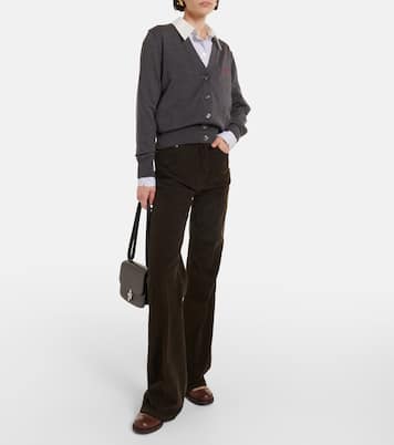 High-rise cotton corduroy flared pants | Ami Paris