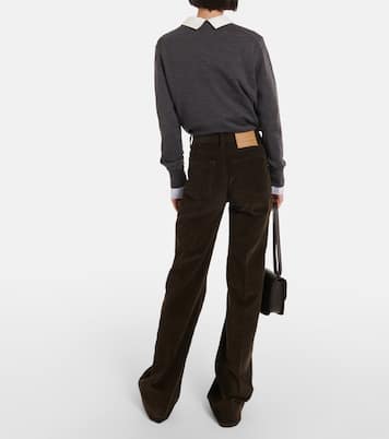 High-rise cotton corduroy flared pants | Ami Paris
